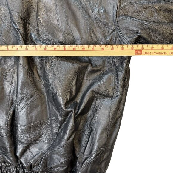Vintage Tanned Leather Outfitters Black Leather Jacket Mens 3X Patchwork Lined - Picture 16 of 16